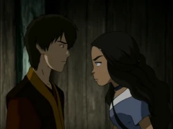 Zuko seeing that Katara's still angry with him.