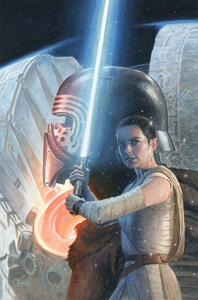 Rey and Kylo on the cover of Star Wars: The Force Awakens Adaptation Issue 6.