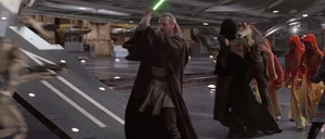 Sabé and the others running to board a royal cruiser ship.