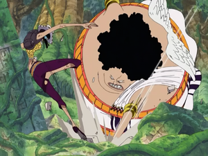 Nico Robin dodging Yama's attack