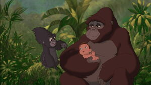 Kala with Tarzan and her niece Terk.