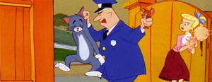 Tom and Jerry got arrested for "kidnapping" a baby to a construction site, with the clueless cop assuming they were babynappers.
