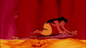 Aladdin being saved by Carpet.