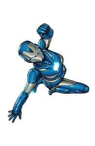 Peppter in 2020 Rescue comics, donning her blue armor from the MCU films.