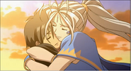 Belldandy hugs Keiichi