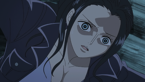 Nico Robin shocked by Luffy being shot