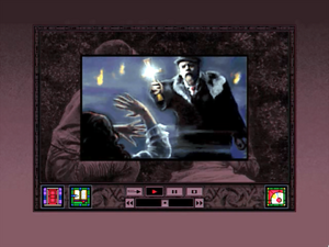 Abraham Van Helsing using his turn undead ability on Lucy as seen in the 1993 video game, Dracula Unleashed.