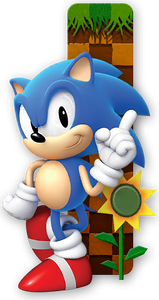 Sonic Standing Behind An Piece Of Green Hill Zone