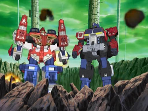 Optimus and Wing Saber Ready for Combine