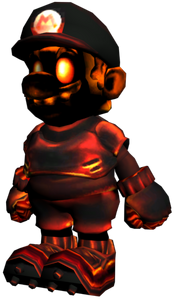 Fiery Metal Mario in Mario Strikers Charged