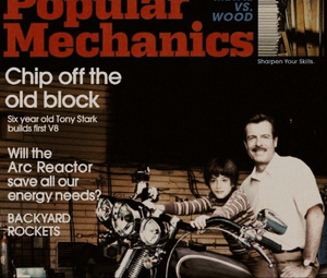 A six year old Tony with his father, Howard Stark on a magazine together.