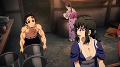 Tanjiro is thanked by Suma for helping them