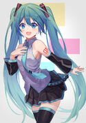 Yande.re 677720 hatsune miku skirt lift tagme tattoo thighhighs vocaloid