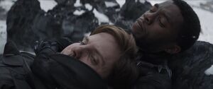 T'Challa subdues Zemo, stopping him from committing suicide so he can face his crimes.
