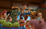 Barbie and the others embracing Woody in Toy Story 3