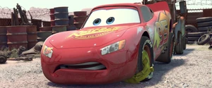 McQueen's reaction when Mater tows him.