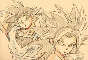 Caulifla y Goku Boceteado (Toei) 