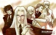 Members of the Hellsing Organization; Alucard, Integra Hellsing, Seras Victoria, Walter C. Dornez, and Pip Bernadotte