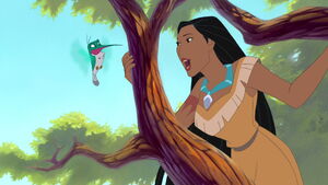 Pocahontas and Flit in the tree