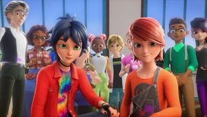 Marc and Nathaniel printing their comic book at school