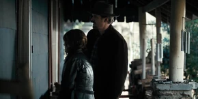 Joyce and Hopper arriving at Terry Ives's house.