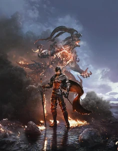 Clive Rosfield with his Eikon, Ifrit.