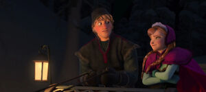 Anna crossing her arms when Kristoff says he has friends who are love experts.