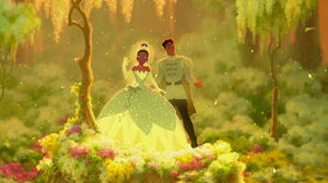 Tiana and Naveen surprised to see that they are humans again.