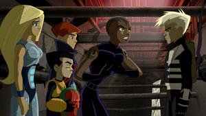 James, Torunn, Pym and Azari with Hawkeye