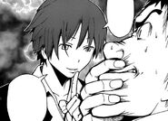 Karma shutting Terasaka's mouth.