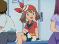 Pokemon May sitting with crossed legs