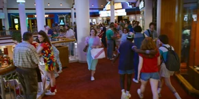 Lucas, Max and Will walking through the mall's first floor.