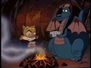 Antoine and Dulcy the Dragon playing Go Fish.