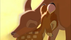 Bambi's and his mother nuzzling in his dream about visiting her in Heaven in Bambi II