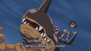 Taichi and Greymon (Ep. 53 You can’t get past us!)