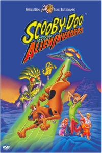 Shaggy and his friends on the Scooby-Doo and The Alien Invaders DVD