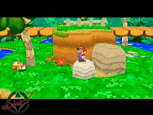 A pre-release screenshot of Paper Mario. Note Poochy on the left.