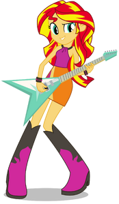 Sunset Shimmer plays her guitar (Jacketless)