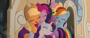 Mane Six and Spike in a group hug MLPTM