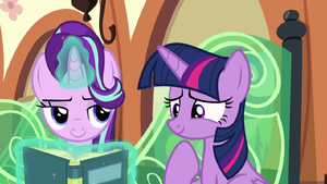 Starlight Glimmer looking at Twilight slyly S6E16