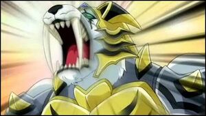 Tigrerra roaring after evolving into Blade Tigrerra