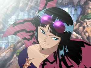 Nico Robin swinging to board Going Merry