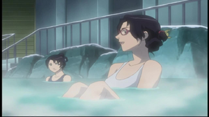 Lucy Suzuki and Lori are in the hot spring
