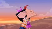 Phineas e Isa se abrazan