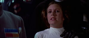 Leia sees the destruction of Alderaan.