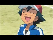 Ash laughing after realizing that he had forgotten his way