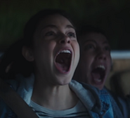 Hannah screaming in terror at the sight of the mantis