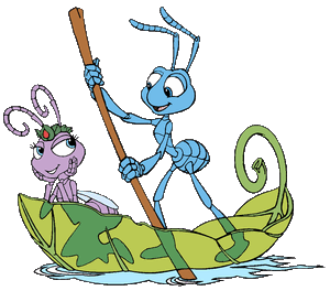 Atta and Flik on a leaf.