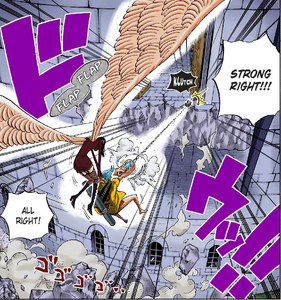 One Piece Manga 453 Robin flies carrying Franky