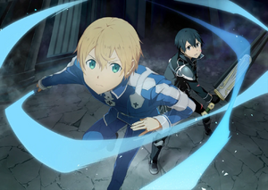 Eugeo saving Kirito after summoning Blue Rose Sword in Aincrad Alicization Event IF